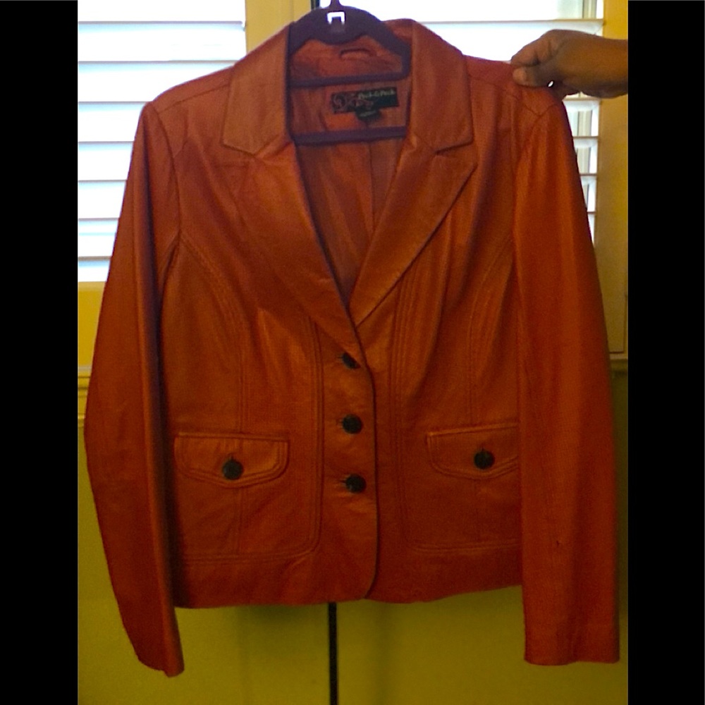 Leather burnt orange jacket